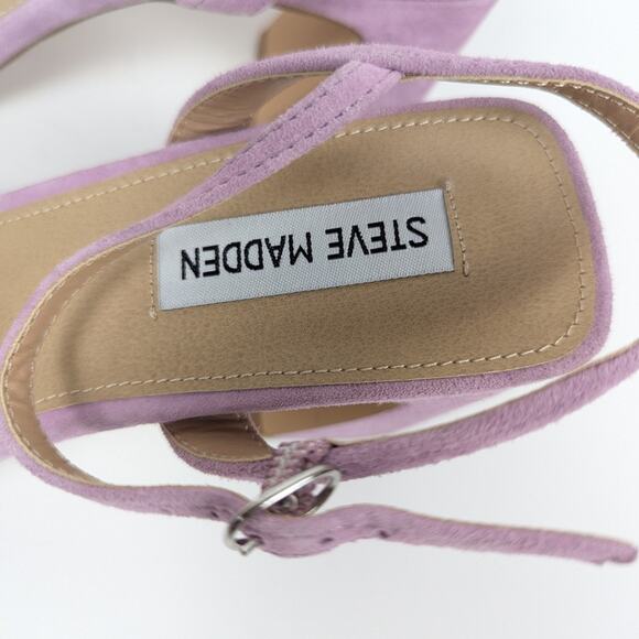 Steve Madden A Buzz Lilac Suede Block Heel Sandals Size 9.5 - Picture 8 of 10